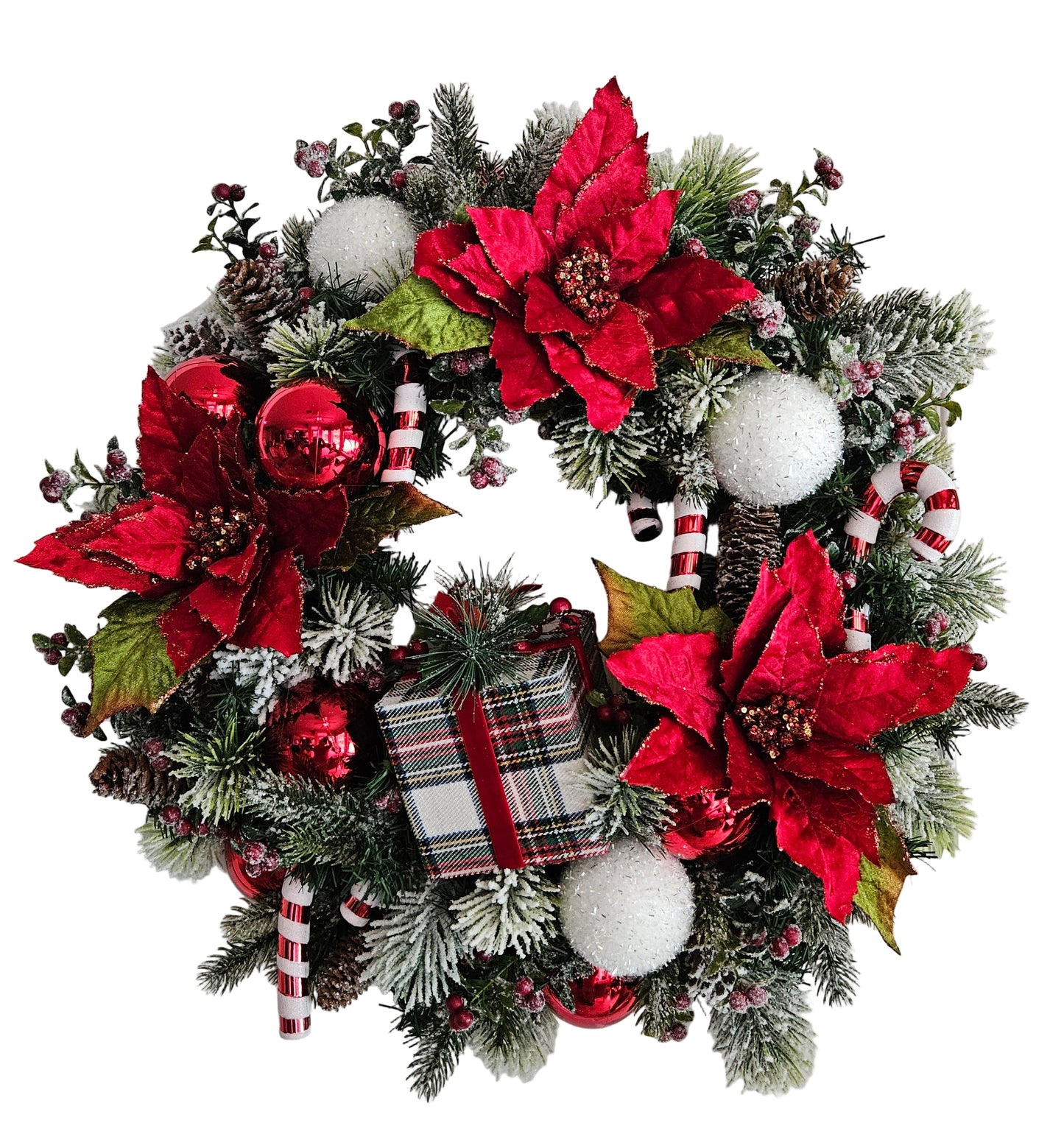 Plaid Present Holiday Wreath