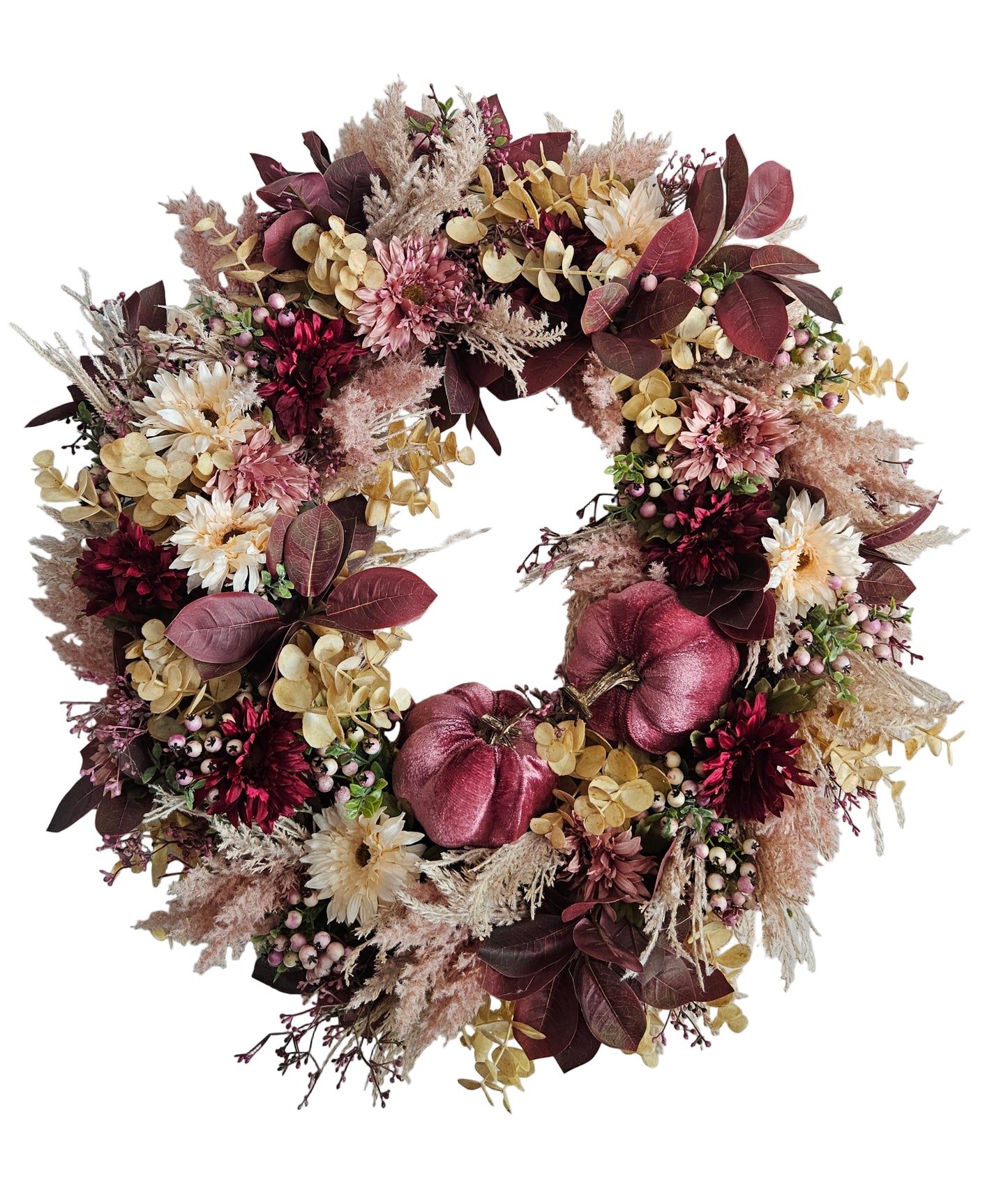 Maroon & Cream Fall Wreath