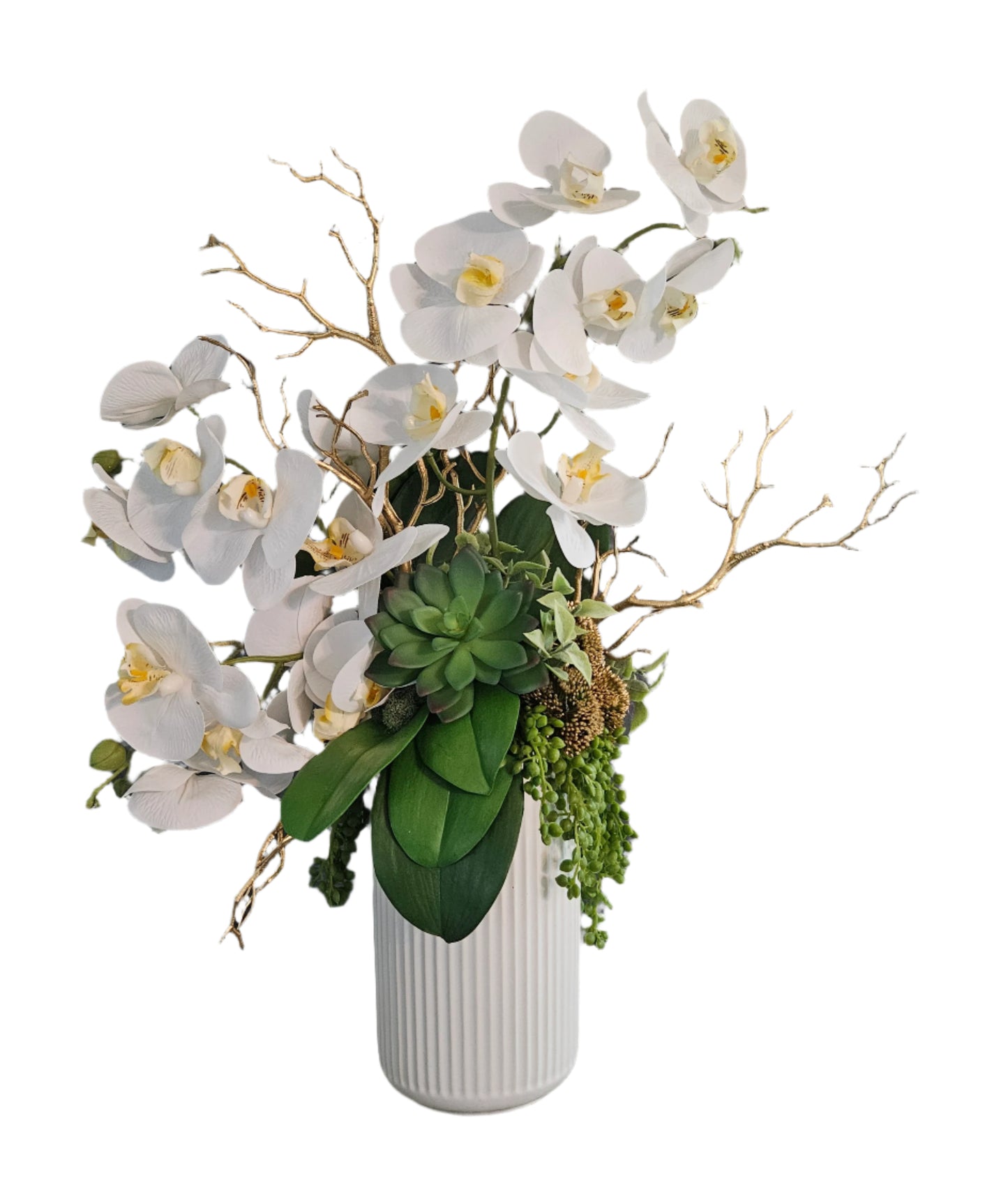 Orchid & Gold Branch Arrangement