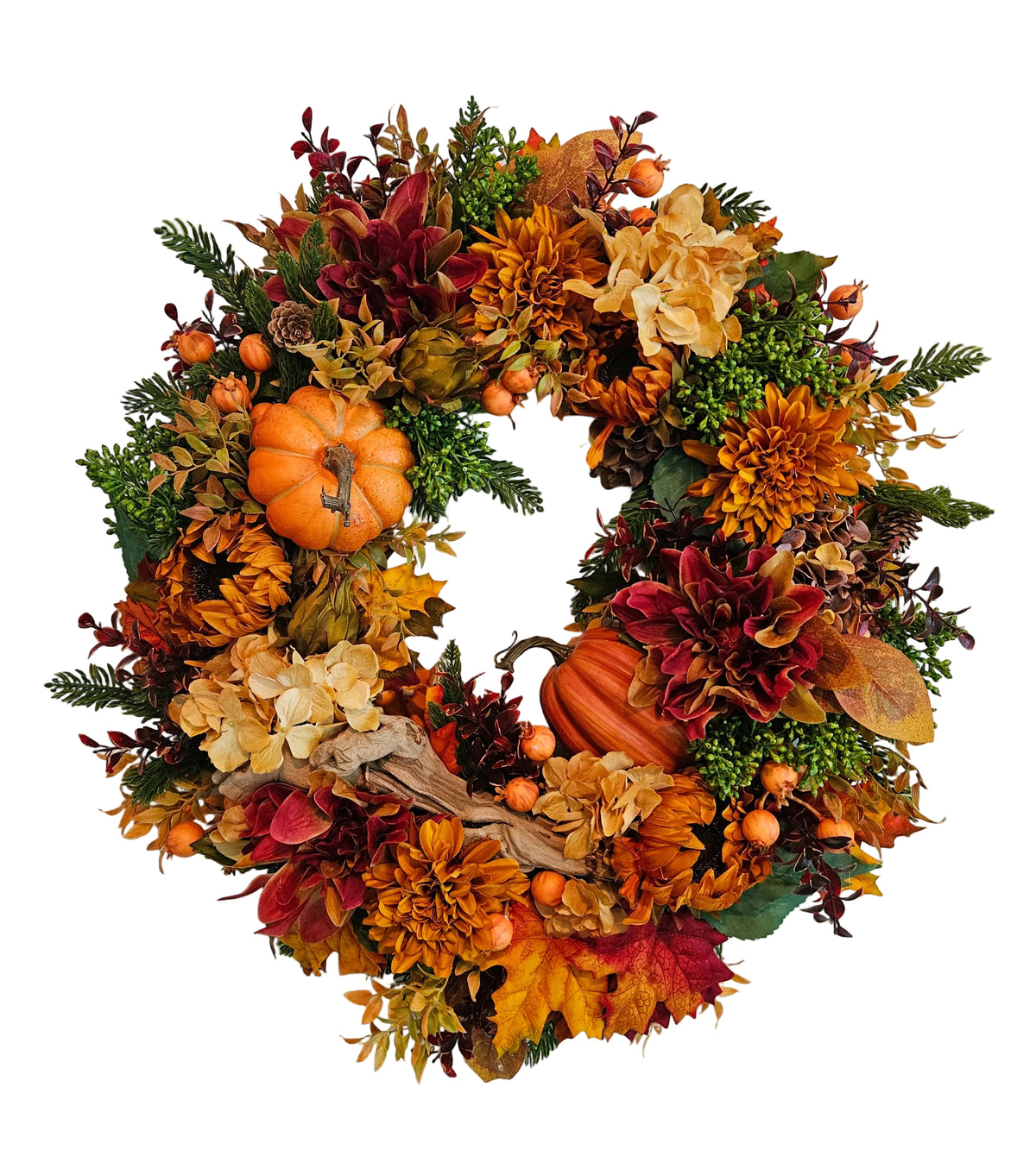 Traditional Fall Wreath with Driftwood