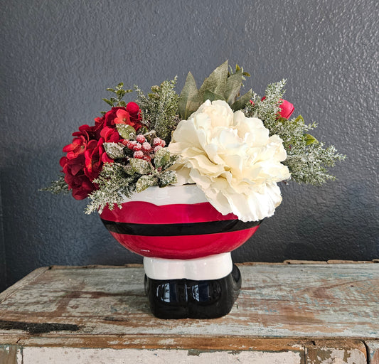 Real Touch Centerpiece In Whimsical Santa Container