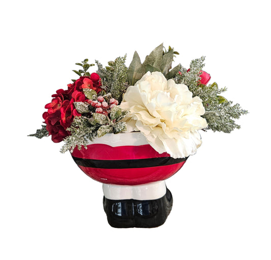 Real Touch Centerpiece In Whimsical Santa Container