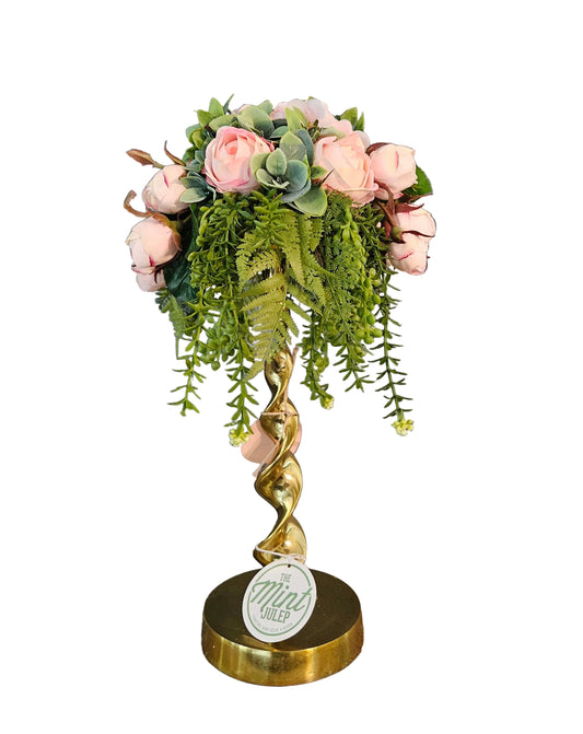 Pink Roses and Fern Candle Topper