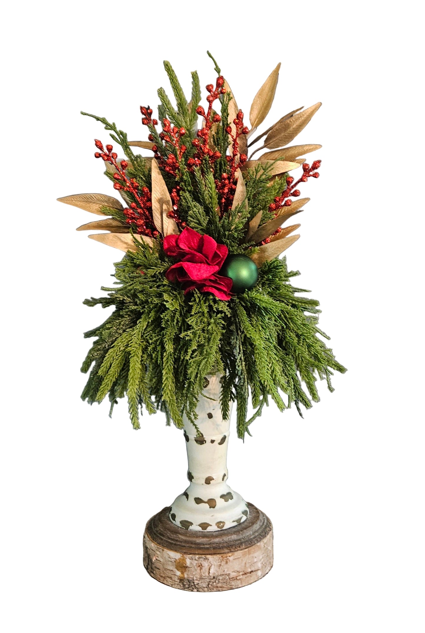 Christmas Candle Topper with Gold Eucalyptus