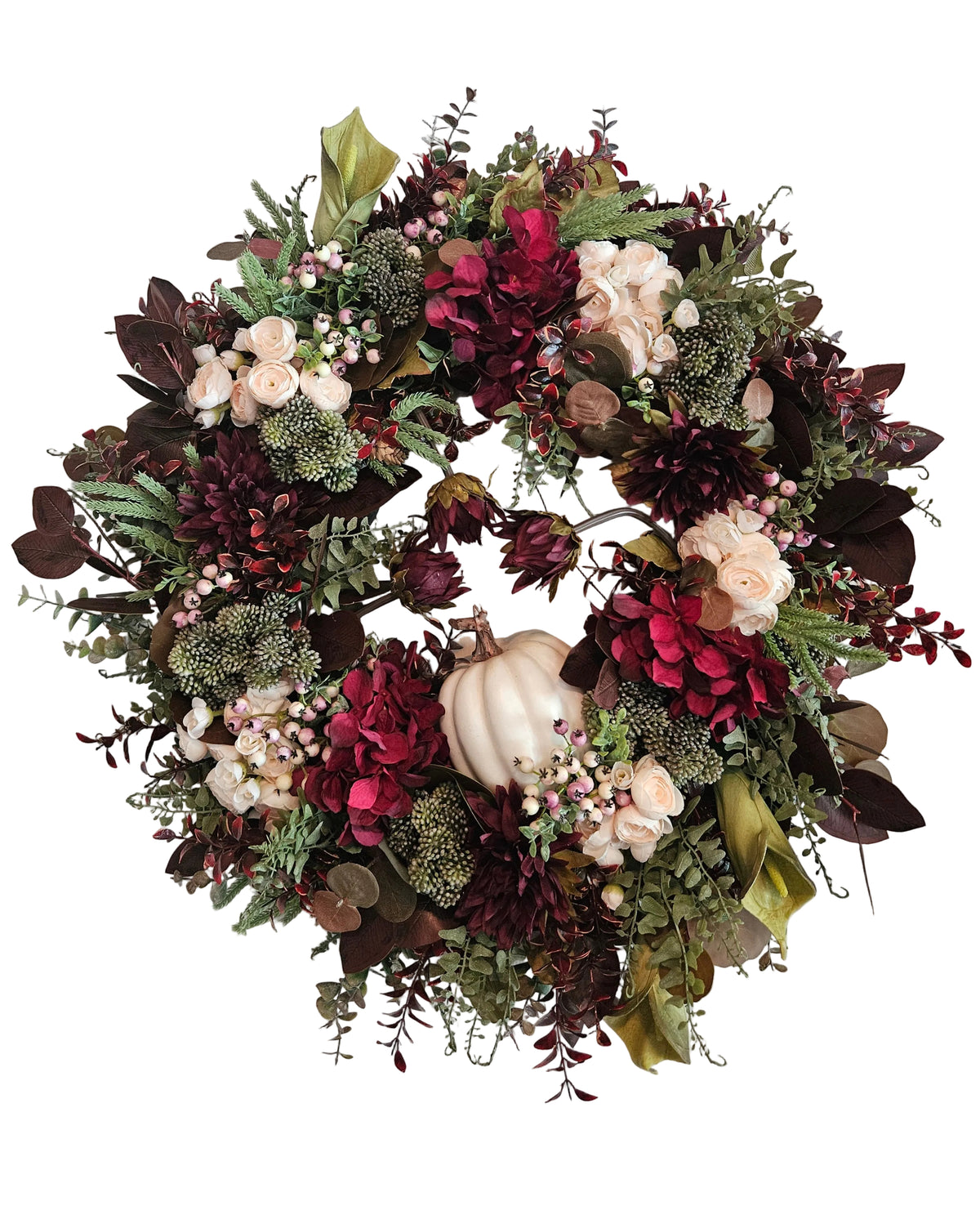 24" Burgundy & Cream Fall Wreath