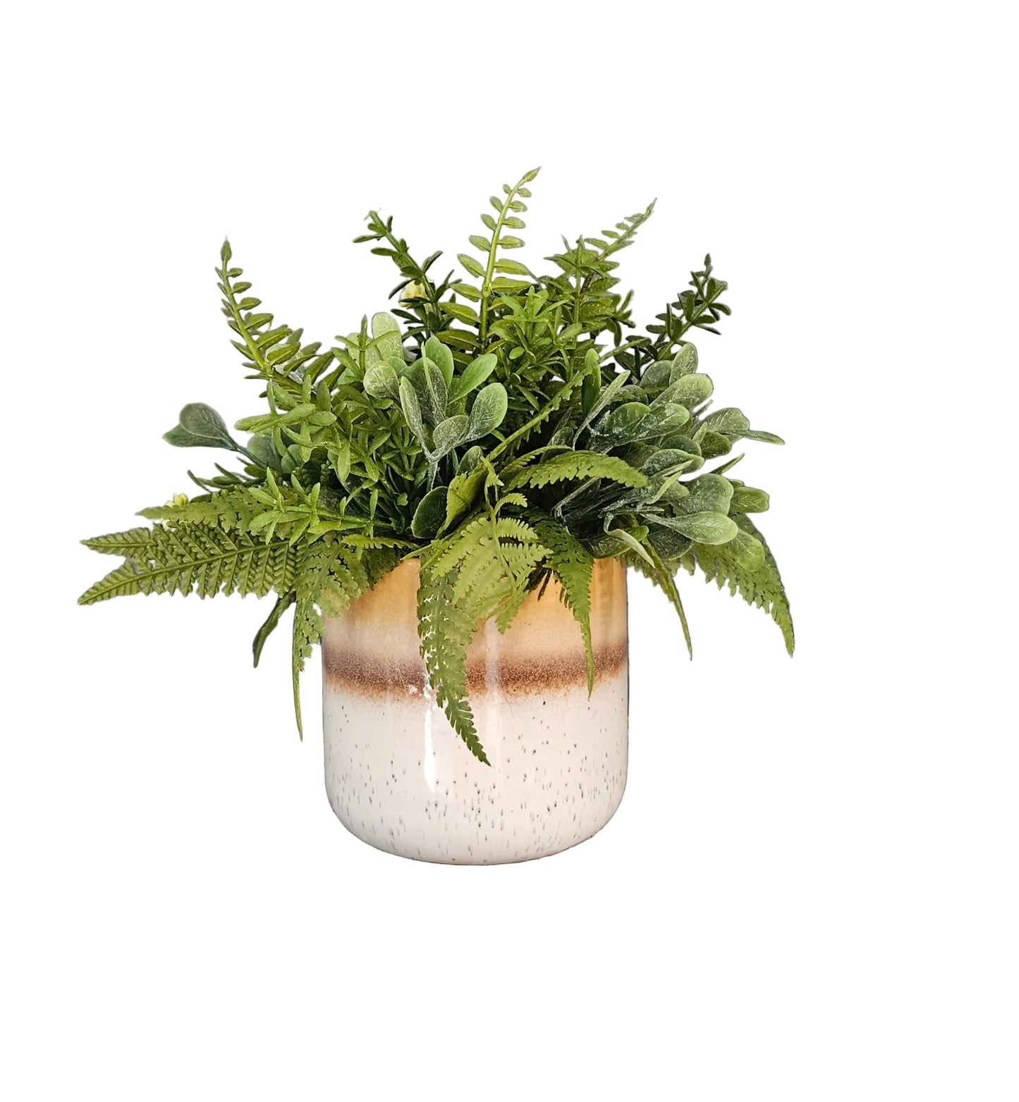 Greenery In Taupe Striped Container