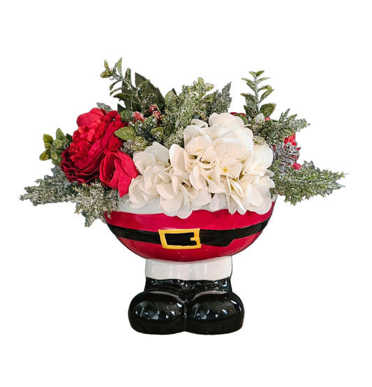 Real Touch Centerpiece In Whimsical Santa Container