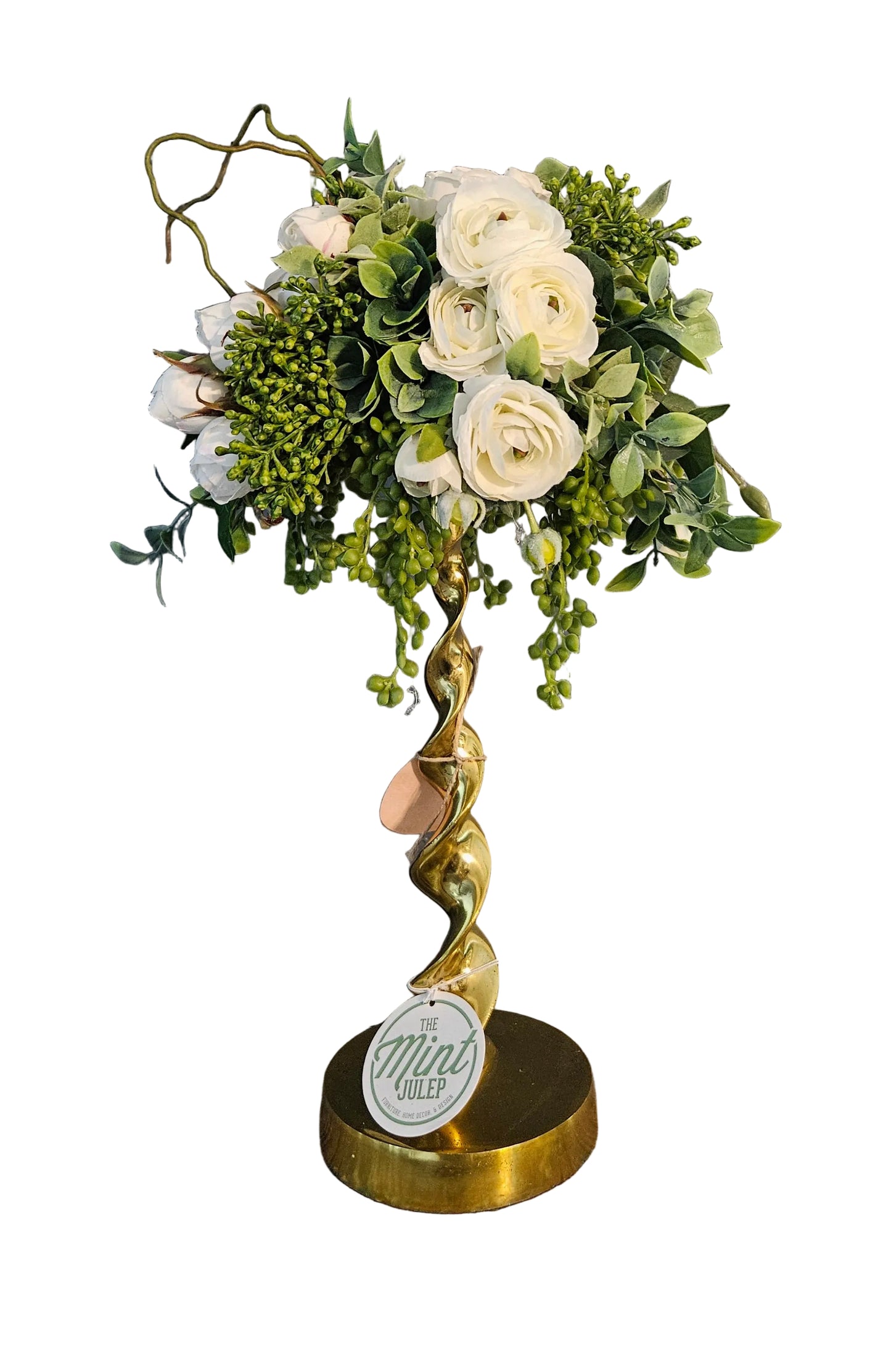 Low Candle Topper with Artificial Grapevine
