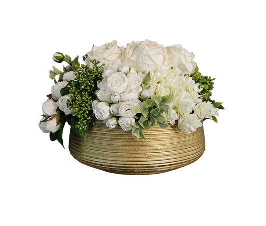 Cream Centerpiece in Gold Container