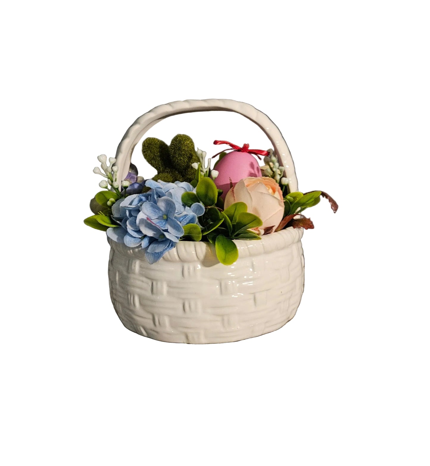 Easter Basket With Moss Bunny