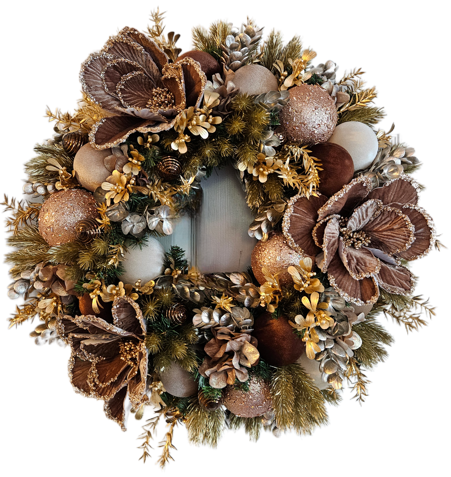 Taupe Magnolia Christmas Wreath