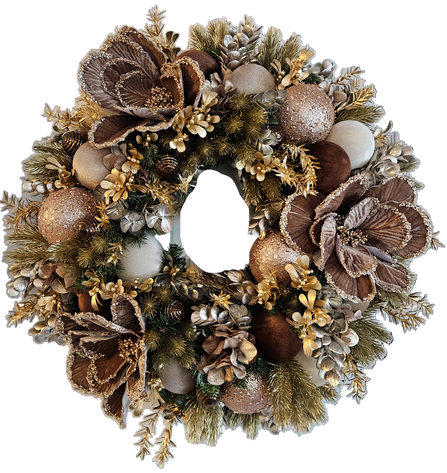 Taupe Magnolia Christmas Wreath