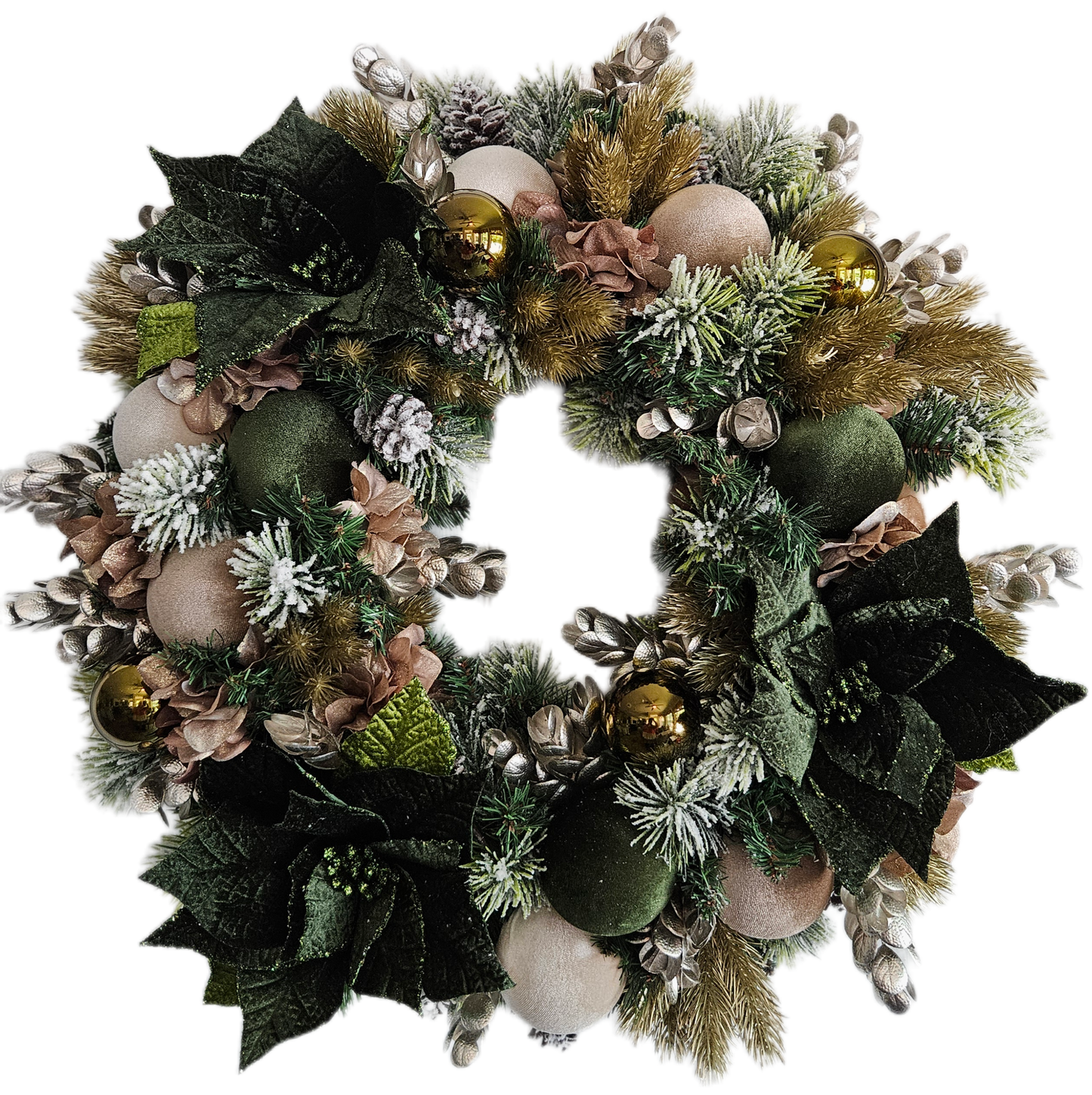 Olive Green Poinsettias Wreath