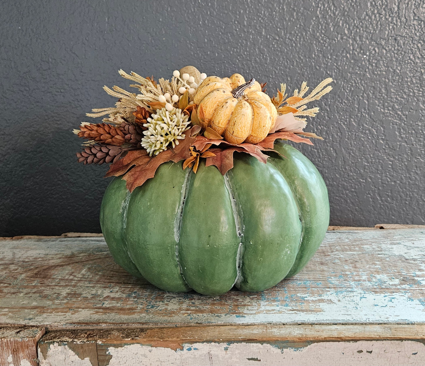 9" Green Pumpkin Arrangement