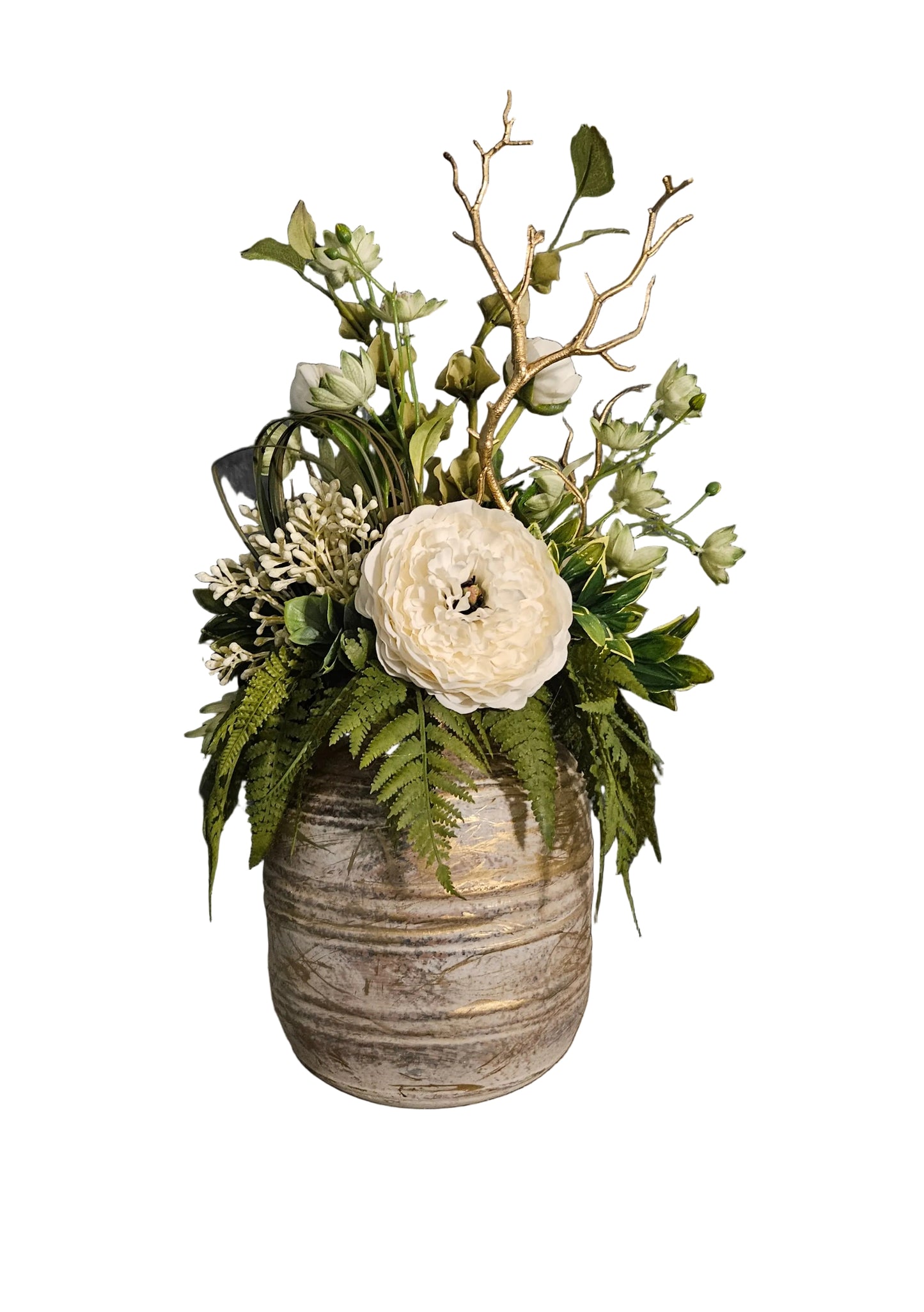 Ranunculus & Gold Branch Arrangement