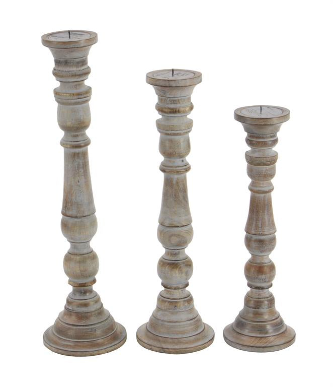 Wood Candleholders, Set of 3