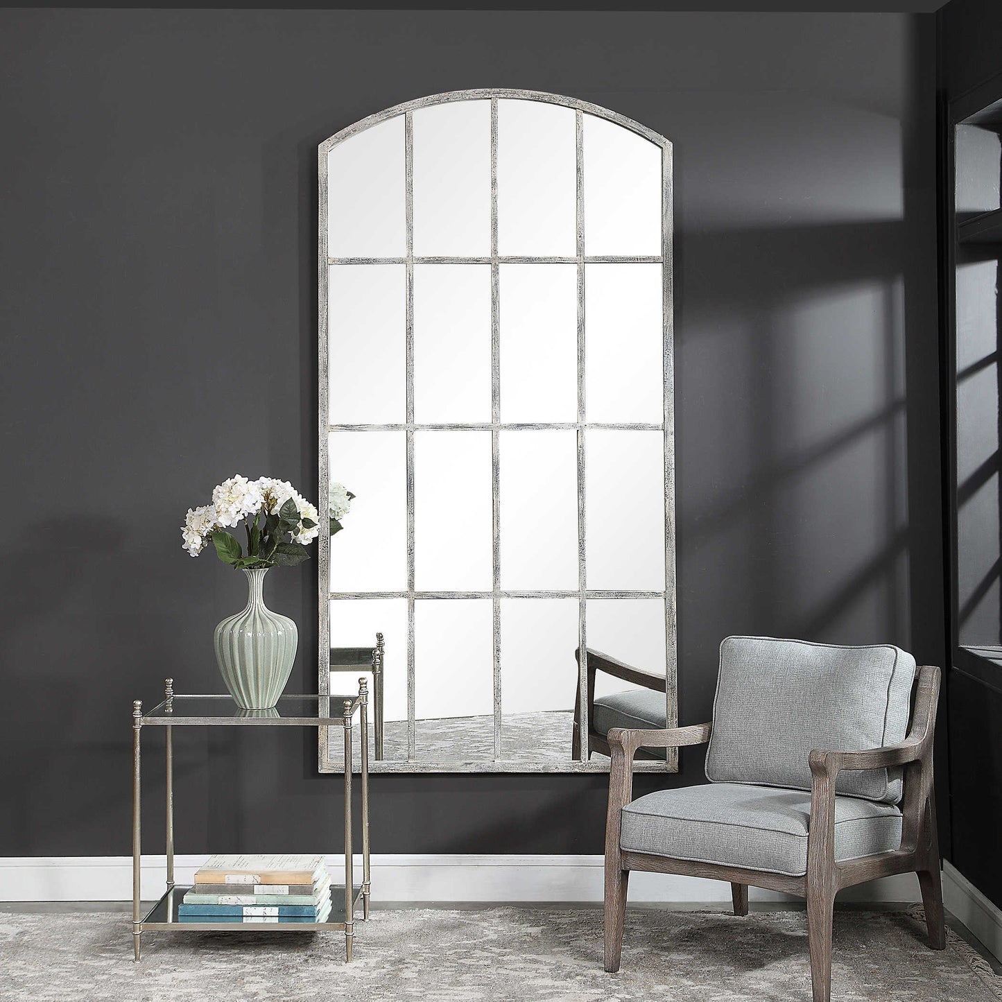 Ivory Pane Floor Mirror