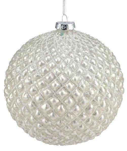 Molded Glass Ball Ornament, Silver