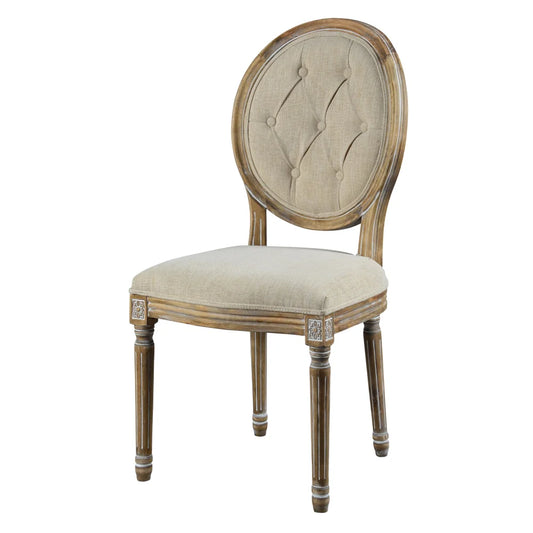 Meg Tufted Side Chair, French Linen