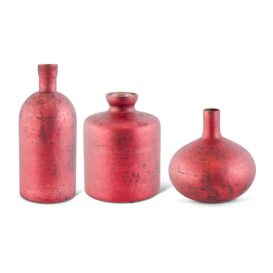 Antique Red Glass Bottle Vase (Various Sizes)