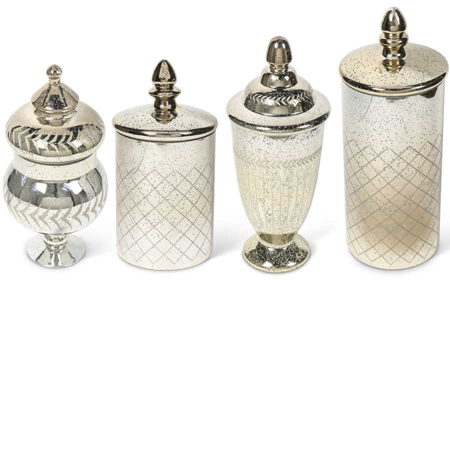 Mercury Glass Canister with Lid (Various Styles)