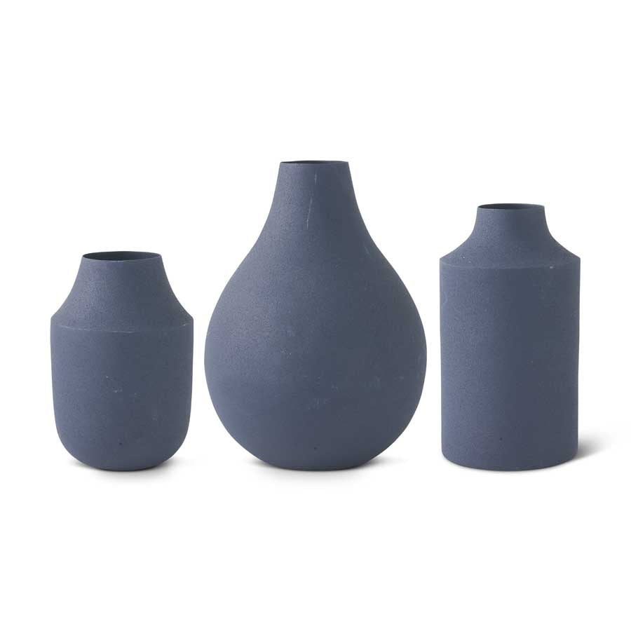 Small Navy Blue Matte Metal Vase (Various Sizes)