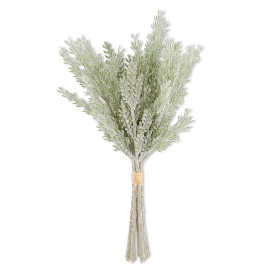 15" Flocked Mixed Pine Bundle, Soft Green