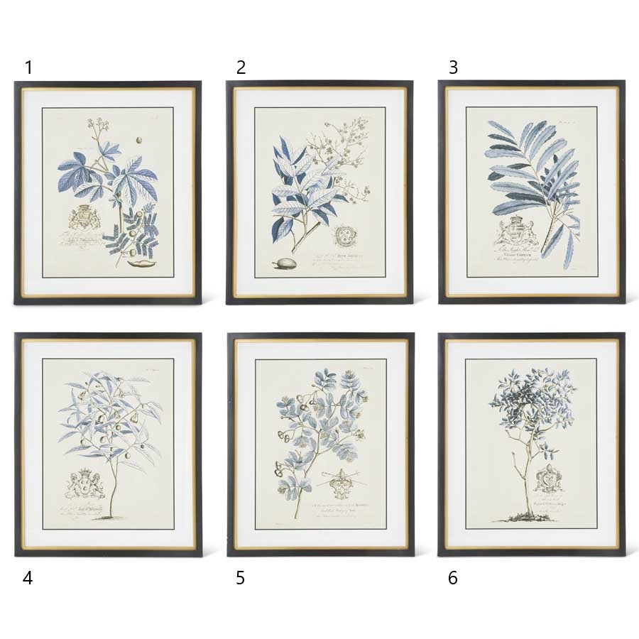 Blue Arbor Print in Black with Gold Frame (Various Styles)