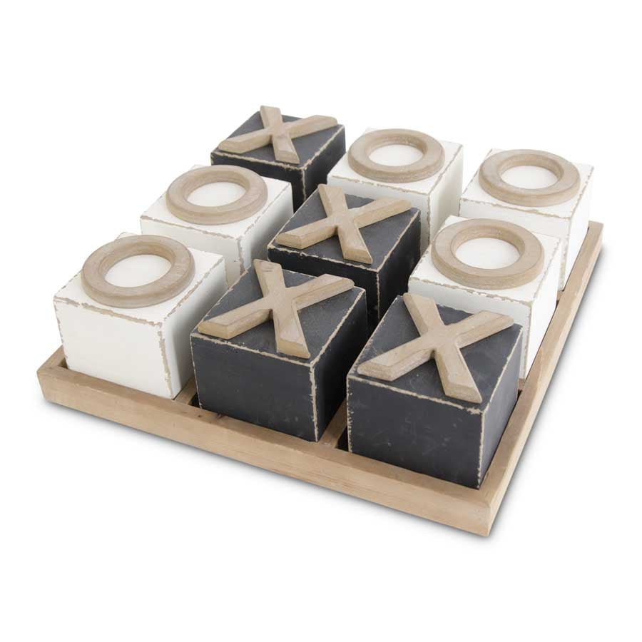 Black & White Wooden Tic Tac Toe Board