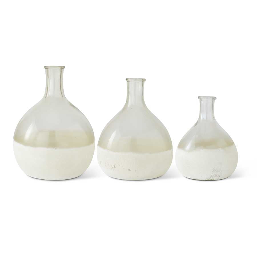 Round Glass Bottle Vase with Frosted Bottom (Various Sizes)