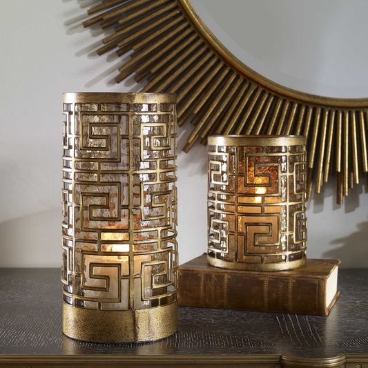 Ruhi Hurricane Candleholders, Set of 2 (candles included)