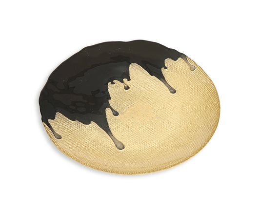 Set Of 4 Salad Plates Gold With Black Dipped Design