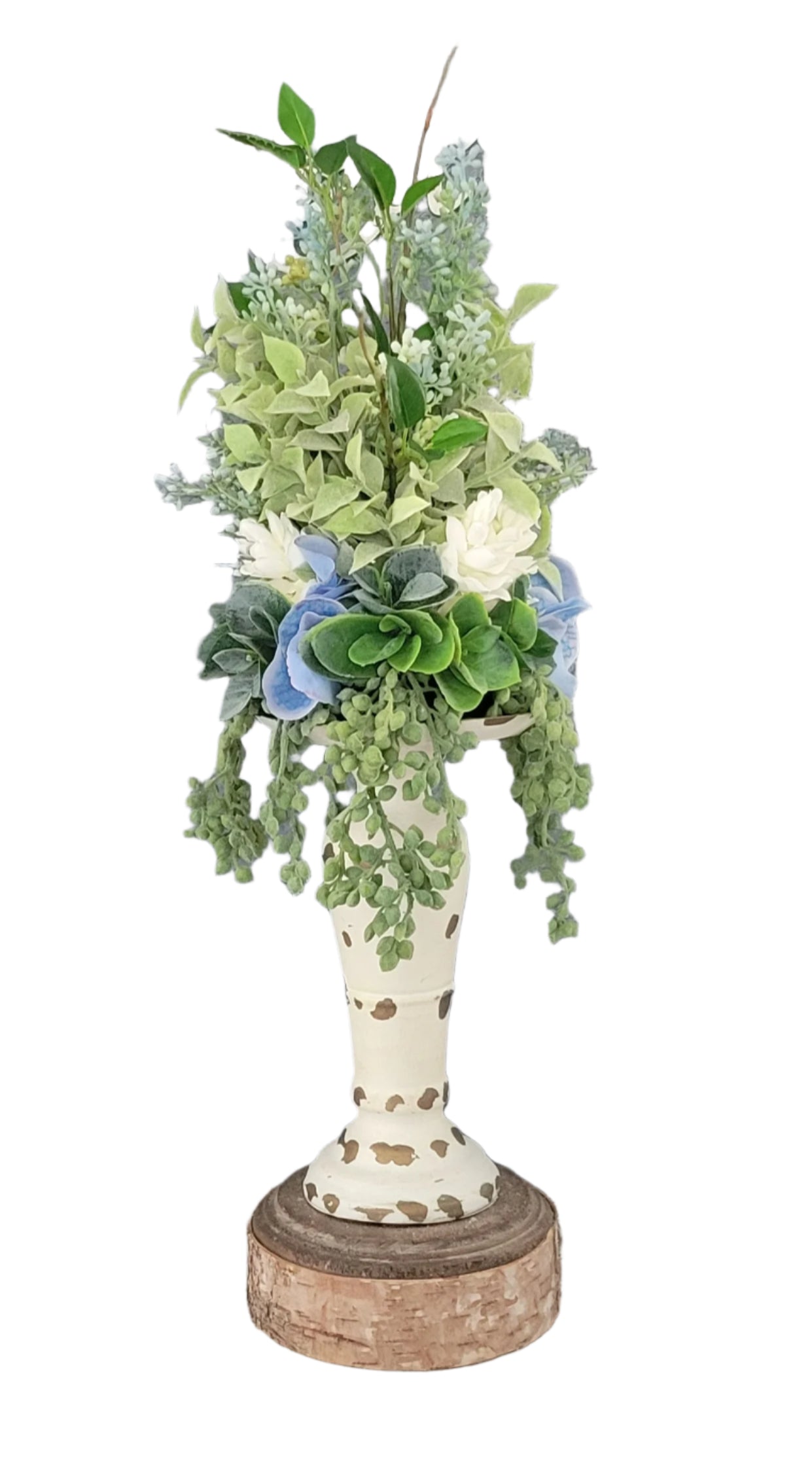 Candle Topper In Blues And Creams