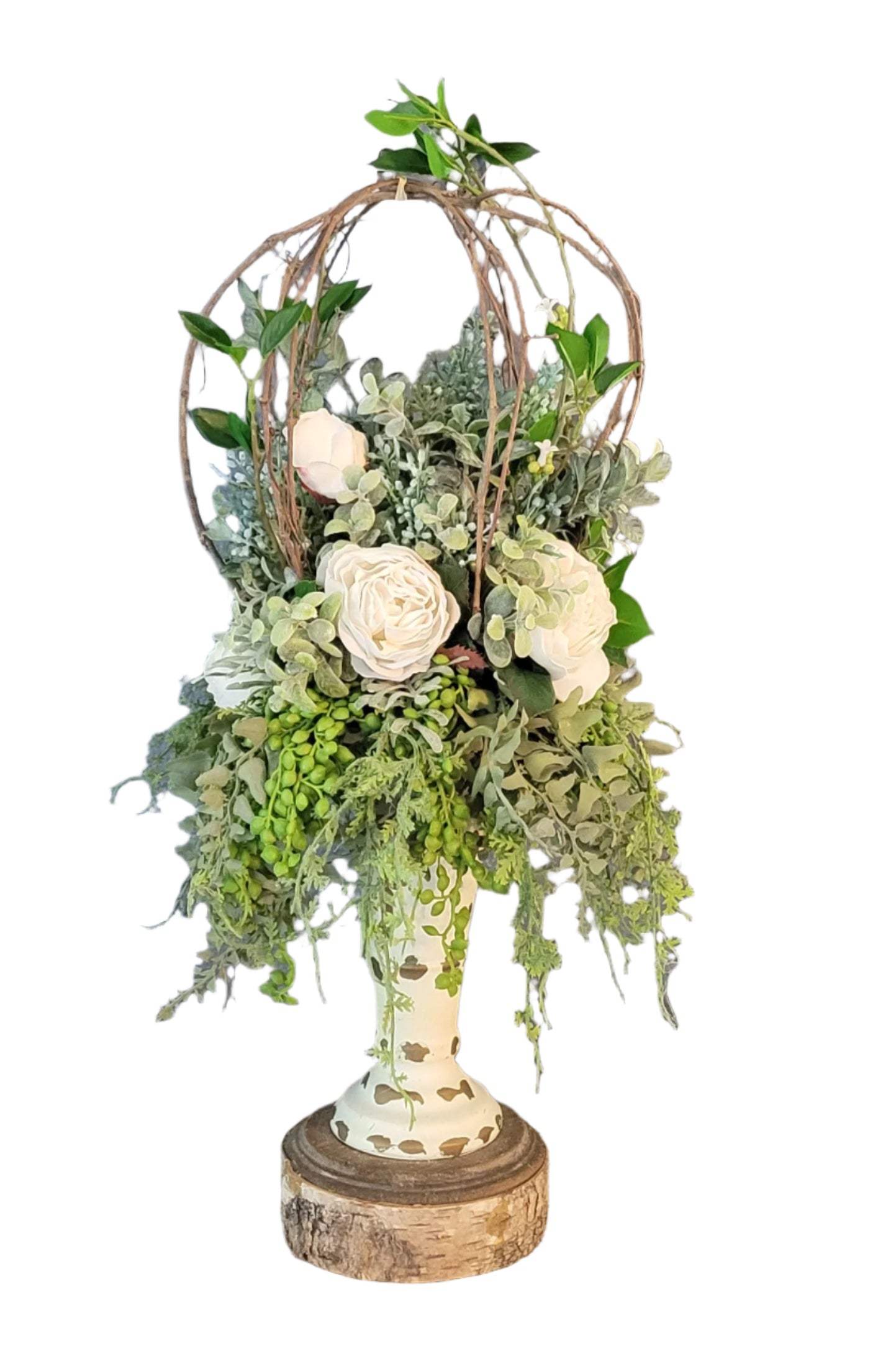 12" Tall Candle Topper With Grapevine