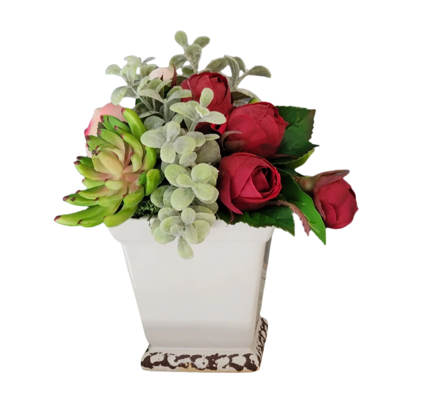 Red and Succulents Small Arrangement