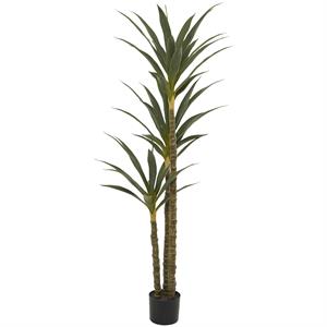 Green Faux Foliage Sisal Potted Tree