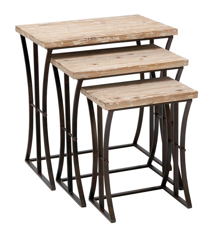 Wood & Metal Accent Nesting Tables, Set of 3