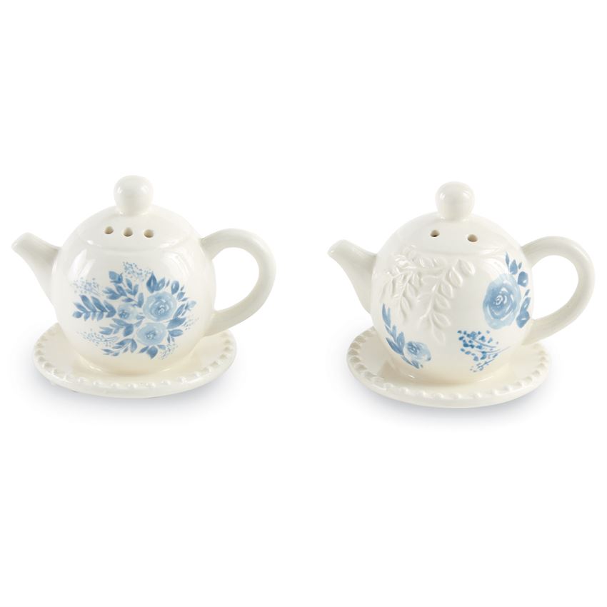 Blue Floral Teapot Salt & Pepper Set