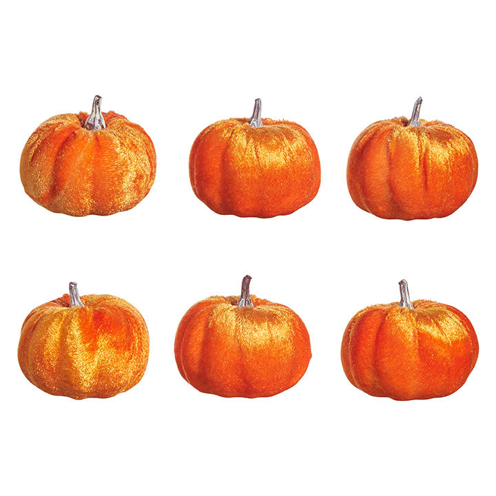 Orange Velvet Pumpkins, Bag of 6