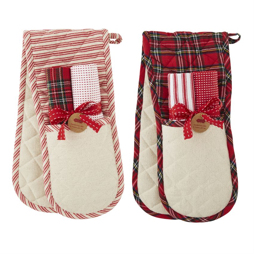 Double Oven Mitt & Towel Set (Various Styles)