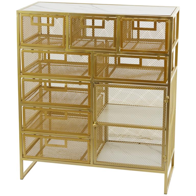 Gold Metal Contemporary Storage Cart