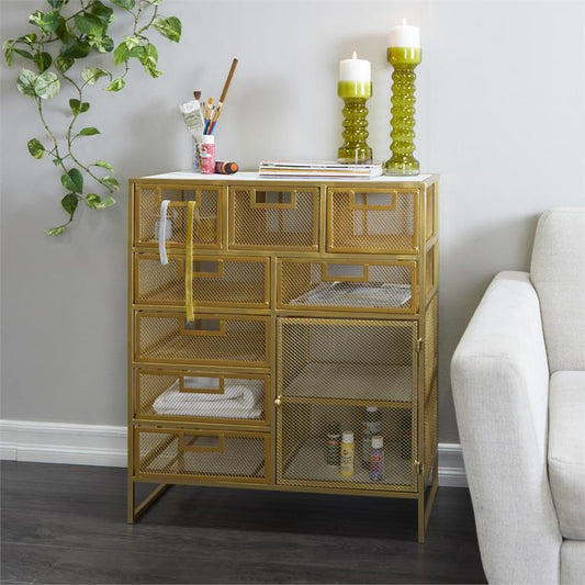 Gold Metal Contemporary Storage Cart