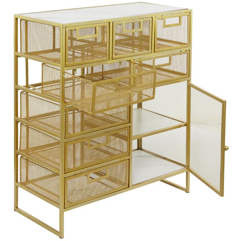 Gold Metal Contemporary Storage Cart