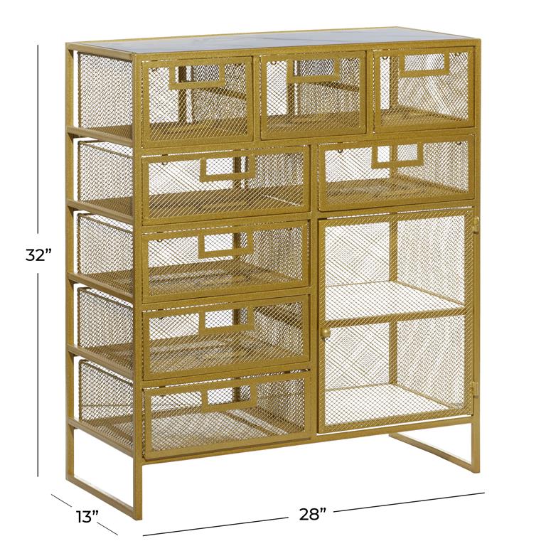 Gold Metal Contemporary Storage Cart