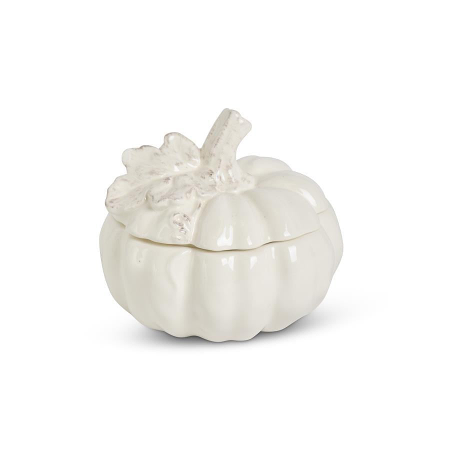Cream Dolomite Lidded Pumpkin Container (Various Sizes)