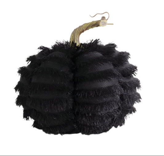 Black Eyelash Fringe Fabric Pumpkin (Various Sizes)