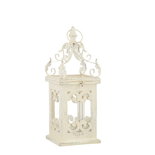 Wood & Iron Distressed White Lantern (Various Sizes)