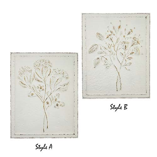 Floral Embossed Metal Wall Art (Various Styles)