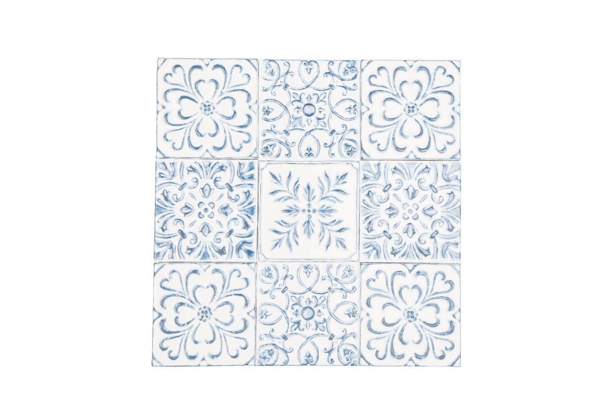Metal Wall Art with Blue Floral Designs