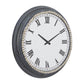 White Metal Wall Clock with Blue Trim